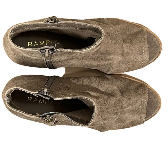 Rampage Taupe Faux Suede Peep Toe Ankle Booties Women’s 7.5 - Picture 2 of 11